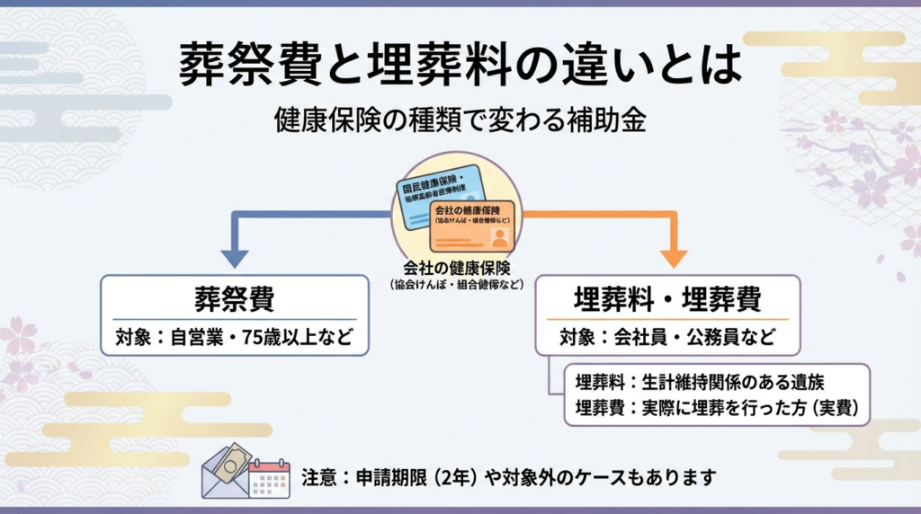 1. 葬祭費と埋葬料の違いとは 健康保険の種類で変わる補助金