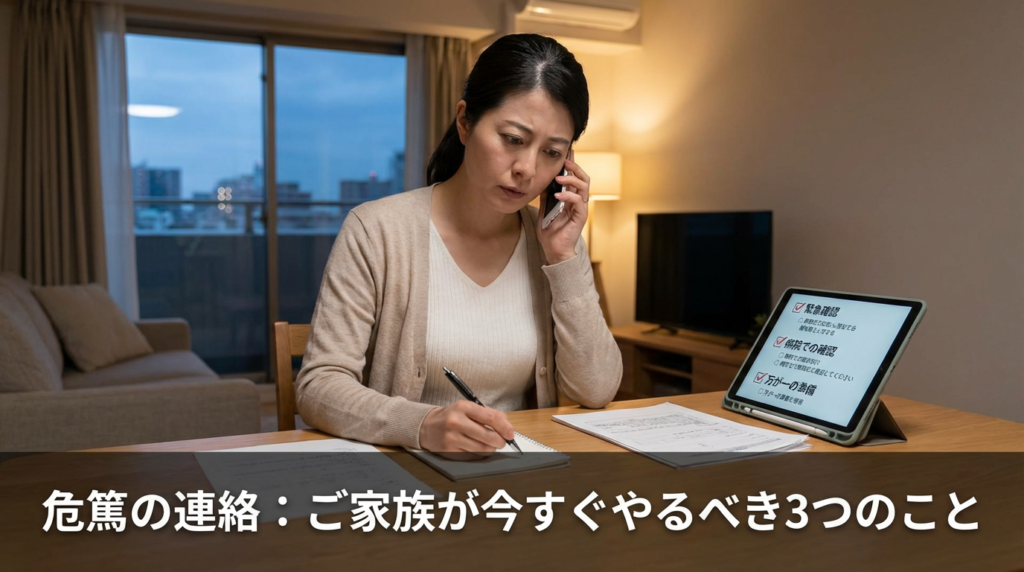 病院で「危篤」と言われたら。家族がすぐ準備・確認すべきことリスト