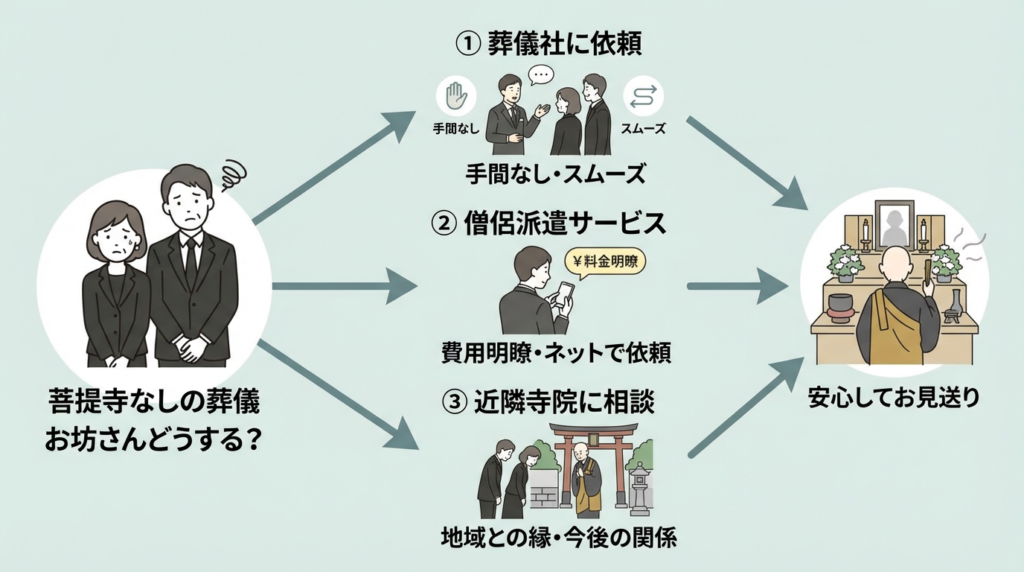 2. 【ケース別】菩提寺なしの葬儀 お坊さん手配の方法