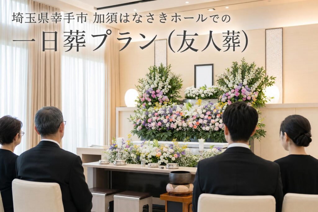 幸手市・加須はなさきホールでの一日葬プラン|費用を抑えお花で彩る友人葬
